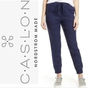 NWT CASLON Nordstrom Drawstring Linen Joggers Navy Peacoat SZ:XSP MRSP$59